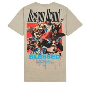 KING OF KINGS BACK PRINT BLESSED SHORT SLEEVE TEE - KHAKI